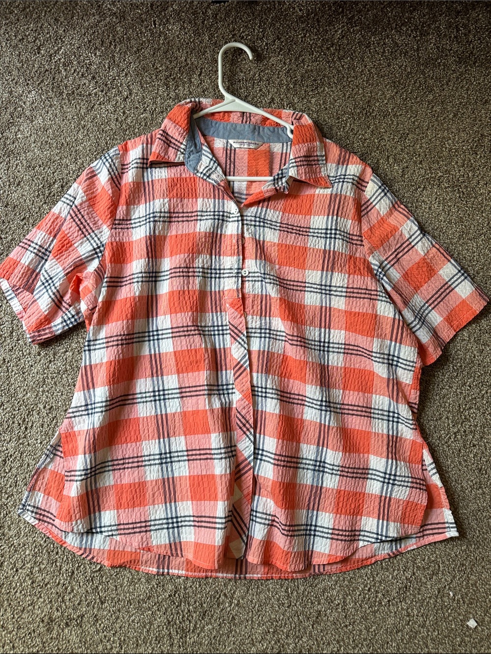Allison Daley Plaid Short-Sleeve Button-Up Shirt